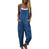 Generico Salopette Donna Intera Estiva Tuta Lunga Elegante Boho Chic Stampa Fiori Pantaloni Gamba Larga Ample con Tasche Bretelle Regolabili Comoda Baggy Curvy Mare Spiaggia Vacanza