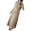 Ownwfeat Abito da donna in lana di cashmere a maniche lunghe in maglia morbida mezza dolcevita abito lungo
