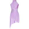 HULIJA Donne Vestito da Pattinaggio Artistico Costume Senza Maniche Vestito da Ballo Lirico Chiffon Body Contemporaneo Costumi di Danza Contemporanea Viola Chiaro S