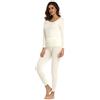 Mcilia - Completo Intimo Termico da Donna, Modale Ultra Sottile, con Scollo Rotondo, Camicia a Maniche Lunghe & Leggings, Bianco Avorio Small (EU 34 36 38)