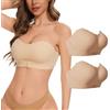 AIEOE 2 Pezzi Reggiseno Fascia da Donna Senza Spalline Senza Armatura Antiscivolo Silicone Reggiseno Invisibile Convertibile Bralette Bretelle Rimovibili S-XL, beige, XL