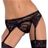 Selente Love & Fun Seducente completo intimo donna: reggicalze e tanga abbinato in un'accattivante confezione regalo, nero pizzo, L-XL