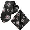 GASSANI Set Elegante Cravatta Uomo Paisley Fiore Sottile Slim 6 cm, Nera Grigia Rosso, Lunghezza Extra Lungo, Con Pochette Fazzoletto, Matrimonio