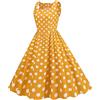 Bauzuoyo Abiti Rockabilly Donna Anni '50 Vintage Senza Maniche Pois Vestito Cocktail Swing Moda Anni '60 Elegante Spalline Sottili Vestito Tunica Vestito da Festa Abito da Ballo Costumi di Carnevale, A3 giallo