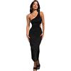 QKEPCY Vestito Lungo Donna Elegante Ragazza Vestito da Cocktail Senza Monospalla Donna Abito da Sera Donna Senza Manica Vestito Elegante Donna Sexy Abito da Festa Cerimonia Matrimonio (S)