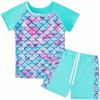 WYTbaby Costume da Bagno Ragazze Sirena Manica CorteCostume Piscina Bambina Anti-UV UPF 50+ Set per Spiaggia,Piscina Rash Guard per Bambina 4-9 Anni