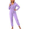 Vhersily 2026 Tuta Da Donna In Pile Teddy Intero Pigiama In Peluche Tinta Unita Con Zip Con Scollo A V, A Maniche Lunghe Morbido Pigiama Caldo da Casa per Lounge e Sleepwear Regalo di San Valentino