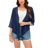 Dosieyeo Bolero - Giacca da donna in chiffon, con maniche a 3/4, leggera, ariosa, elegante, per abito, Blu, XL