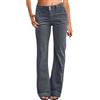 Generisch Jeans da donna a vita alta, stile flare, bootcut, per il tempo libero, jeans da donna usati, vintage, a gamba dritta, pantaloni estivi monocromatici, in tessuto leggero, comodi, eleganti, grigio., XXL