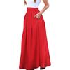 QWUVEDS Gonna a pieghe da donna per lavoro, casual, lunga e larga, elastica in vita, per donna, sexy, lunga, elegante, con cintura, linea ad A, gonna a pieghe, 4-0110A-rosso, M
