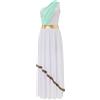 Miutii Abito da Donna Dea Greca Costume Vestito Greco Bianco a Spalla Singola Toga Antica Eldes Abito Romano Abbigliamento, Verde menta, M