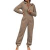 Generico Tuta Pigiama Intera in Pile Donna Comodo Manica Lunga Pigiamone Intero in Pile Tuta Monopezzo Inverno con Cappuccio Curvy Tuta da Notte Sherpa Set Pigiami Lunghi Sleepwear per Tutte Adatta