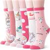 Sandsuced Calzini per Bambine Divertenti Regali in Cotone Calzini per Bambini Colorati Morbidi Calzini Novità Calzini Natalizi 6 Paia Calzini Bambine (Combinazione Rosa, 26-28)