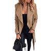 YMING Donna Giacca Invernale Caldo Risvolto Manica Lunga Cappotto Trench Vintage Con Tasche Cammello M