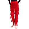 RUNQHUI Pantaloni da danza latina con frange da donna, pantaloni da danza Rumba Tango Chacha Salsa, costume da ballo, A rosso., M
