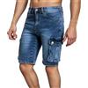 Duohropke Jeans corti da uomo, in denim, estivi, bermuda, elasticizzati, alla moda, strappati, con fori, 07 blu., S