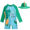 WYTbaby Costume da bagno intero a maniche lunghe, con cappello da sole, protezione UV, per bambini e bambine