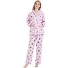 Amaxer Set Pigiama Caldo da Donna in Flanella 100% Cotone Set Pigiama Autunno e Inverno, Cani in Rosso，L