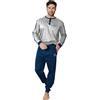 ALV by Alviero Martini Pigiama Lungo da Uomo, Tuta Homewear in Cotone e Poliestere, Girocollo con Bottoni, Tasche Laterali, Regular Fit (IT, Testo, M, Regular, Regular, ALI561 Grigio/Cobalto)