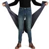 ziilay Jeans da uomo foderati Destroyed - jeans termici con pile caldo elegante strappato patchato denim comodo tapered slim fit streetwear, 42W x 32L