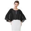 BEAUTELICATE Coprispalle Stola Chiffon stola Elegante Donna Chiffon Scialle Smanicata Bolero Cape Cardigan per Cerimonia Festive Matrimonio Sposa Abito Estivo (Nero, Taglia unica)