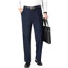 Generisch Pantaloni da uomo in velluto a coste con vestibilità classica, a vita alta, vestibilità rilassata, gamba dritta, Blu, 46
