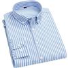 BoShiNuo Camicie casual da uomo con classico design a righe bianche e nere camicie a maniche lunghe per ambienti casual sociali, A righe azzurre, XXL