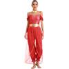 TTAO Vestito da donna per danza del ventre, stile orientale, indiano, velo per il viso, ballerina del ventre, Halloween, carnevale, feste, Colore: rosso, L
