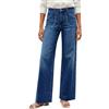 Cicy Bell Pantaloni Jeans a Zampa Larga da Donna, Baggy, Vita Alta, Jeans Dritti, Blu scuro, 40