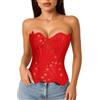 LEACOOLKEY Corpetto Corsetto in Pizzo Floreale Trasparente con Lacci per Donna Top Halloween