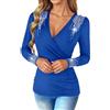 Generico Maglietta Donna Maniche Lunghe con Design a Strass e Colori Solidi Perfetta per Autunno e Primavera Look Casual ed Elegante Top Donna Fashion con Decorazioni Brillanti