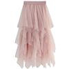 YILEEGOO Gonna da donna in tulle, a vita alta, a strati, a strati, per balletto, ballo di fine anno, festa, tutù, gonna midi a trapezio, rosa, Taglia unica
