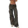 IQYU Pantaloni cargo da donna Baggy a vita bassa: Boyfriend Jeans Locker Pantaloni da jogging Indie Aesthetic Y2K Pantaloni per adolescenti Ragazze Jeans Vintage Straight Leg Pants Harajuku 90 pantaloni