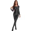 Hansber Corpo In Nylon Per Donna Collant Intero Body Collant Maniche Lunghe Tuta Jumpsuit Lucido Ad Olio Abiti Da Gogo Dance Rave