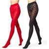 Merry Style Set da 2 Collant Opachi Donna MS 328 60 DEN (Nero/Rosso, M)
