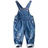 KIDSCOOL SPACE KIDSCOOL Salopette Jeans Bambino, Tuta con Bavaglino e Strappi, Fodera a Quadretti