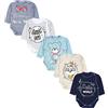 TupTam Body Neonato - Body Neonato 0-3 Mesi 5 Pezzi, Body Bambino Cotone 100%, Apertura Frontale, Unisex, Little Bro/Blu/Grigio/Orso/Volpe/Beige, 56