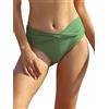 SHEKINI Fondo Bikini per Donna Triangolo Classico Ruched Bikini Nuoto Tronchi Culotte Slip Costumi da Bagno Pantaloncini da Spiaggia (S, Verde Oliva)