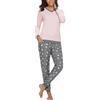 Aseniza Pigiama Donna Invernale Pigiami Cotone Lungo Set Due Pezzi Manica Lunga Set Pajamas Caldo Leggero Comodo con Tasche Rosa M