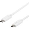 DELTACO USB-C - Cavo USB-C, 5Gbit/s, 5A, 2M, bianco