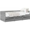 vidaXL Letto a giorno con cassetti e poggiatesta, grigio Sonoma, realizzato in legno laminato