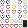 XRVRILE 30 Pezzi Moschettone Piccolo Cuore con Sacchetto Portaoggetti, 15 Colori Moschettoni Piccoli, Anelli per Borse Colorato per Portachiavi, Fai Da Te, Borse