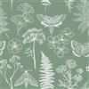 VEELIKE Carta da Parati Floreale Verde Salvia Boho Carta Adesiva Fiori Farfalla Felce Botanica 44,5 cm x 300 cm Carta da Parati Foglie Bianche Carta Adesiva per Mobili Fantasia Camera da Letto Bagno