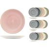 H&H, servizio tavola 18 pezzi Harper, set tavola colorato, in stoneware decorato, lavabile in lavastoviglie