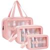Aucuu Borse Da Toilette Trasparente, 3 Pezzi Beauty Case Trasparente, PVC Trouss
