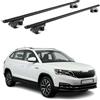 OMAC Barre Portatutto Alluminio TÜV geprüft per Skoda Kamiq 2019-2026 - per Rail Tetto Standard - T Nut - Max 90 kg - 2 Schlösser Nero