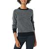 Amazon Essentials Maglione Girocollo Morbido con Motivo Fairisle Donna, Bianco Carbone Nero Righe, M