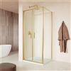 Parama Box doccia slim 75x70cm con apertura saloon e parete fissa profili oro spazzolato e vetro 6mm trasparente anticalcare h190| Portofino