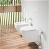 Parama Coppia di sanitari sospesi in ceramica bianco opaco vaso rimless con copriwc soft-close e bidet | Europa Small