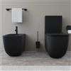 Parama Coppia di sanitari filomuro vaso monoblocco tornado e bidet nero opaco | Riga